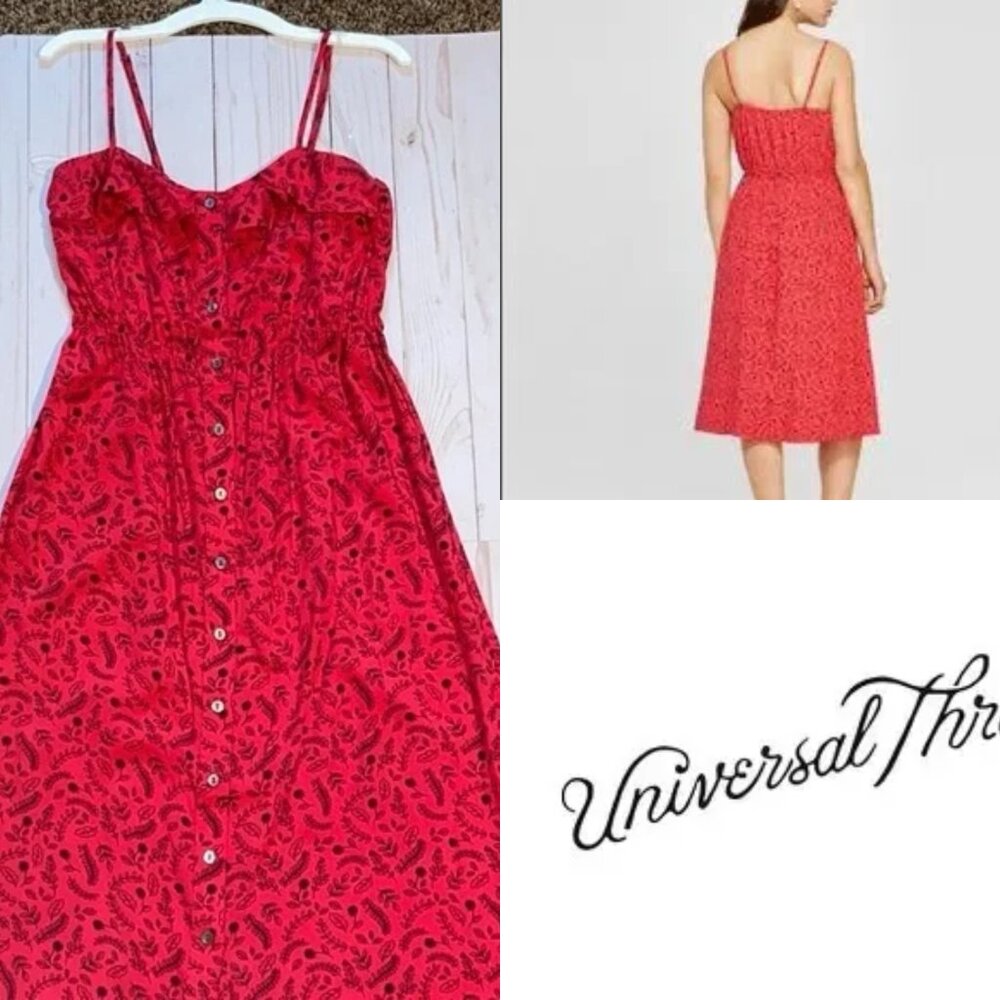Universal Thread Red and Black Paisley Midi Dress